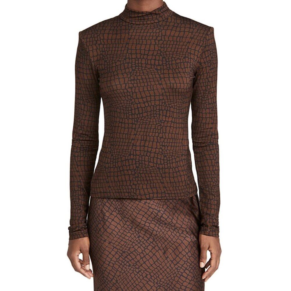 New The Andamane Beth Mock Neck Top in Brown Women's Size XS